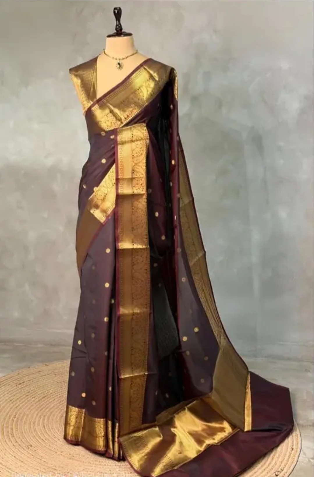 Deep Wine Banarasi Soft Silk Sareee