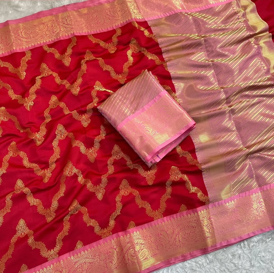 Red Banarasi Silk Saree! ✨