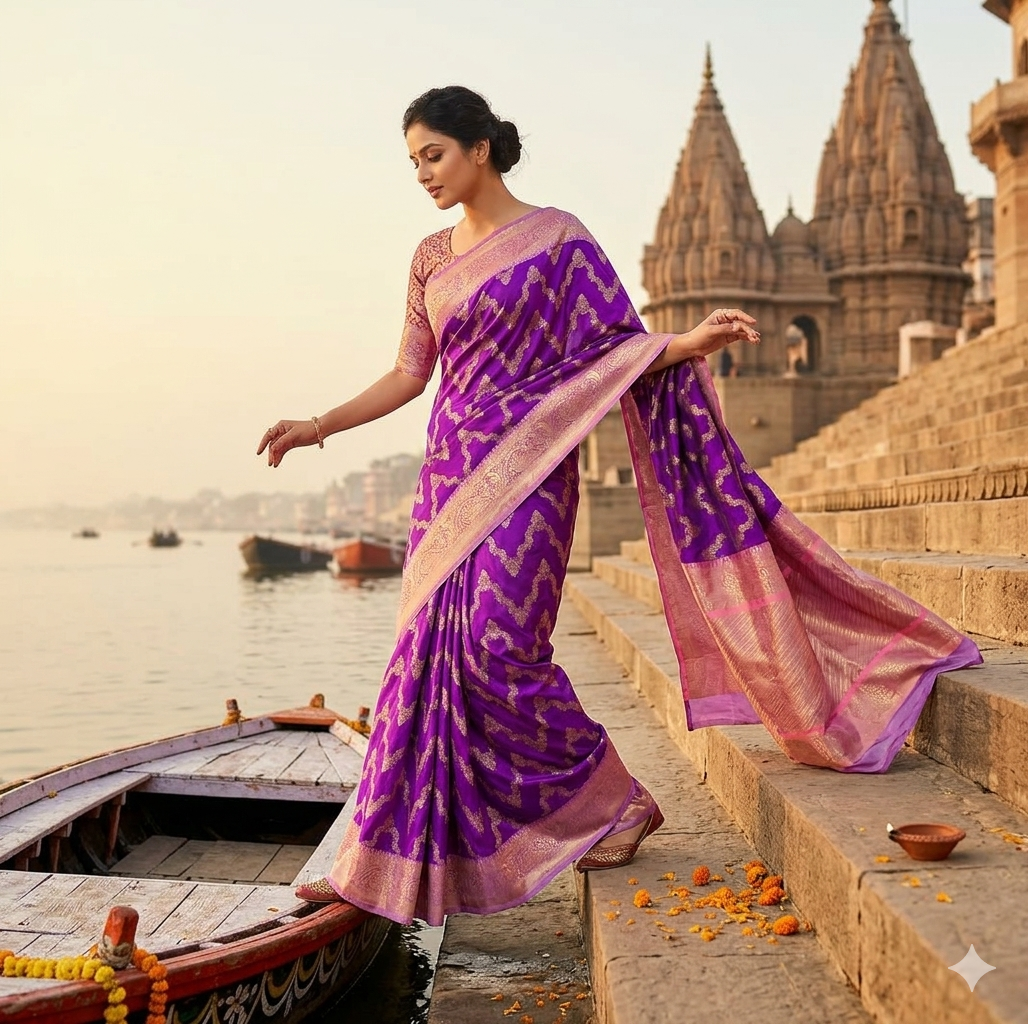Traditional Purple Banarasi Silk Saree