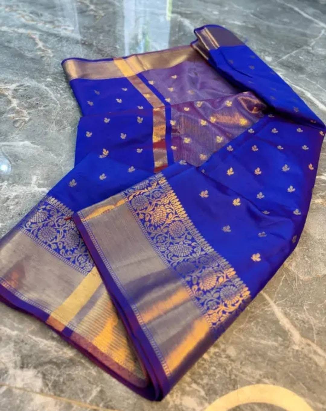 Royal Blue Zari Woven Banarasi Soft Silk Saree